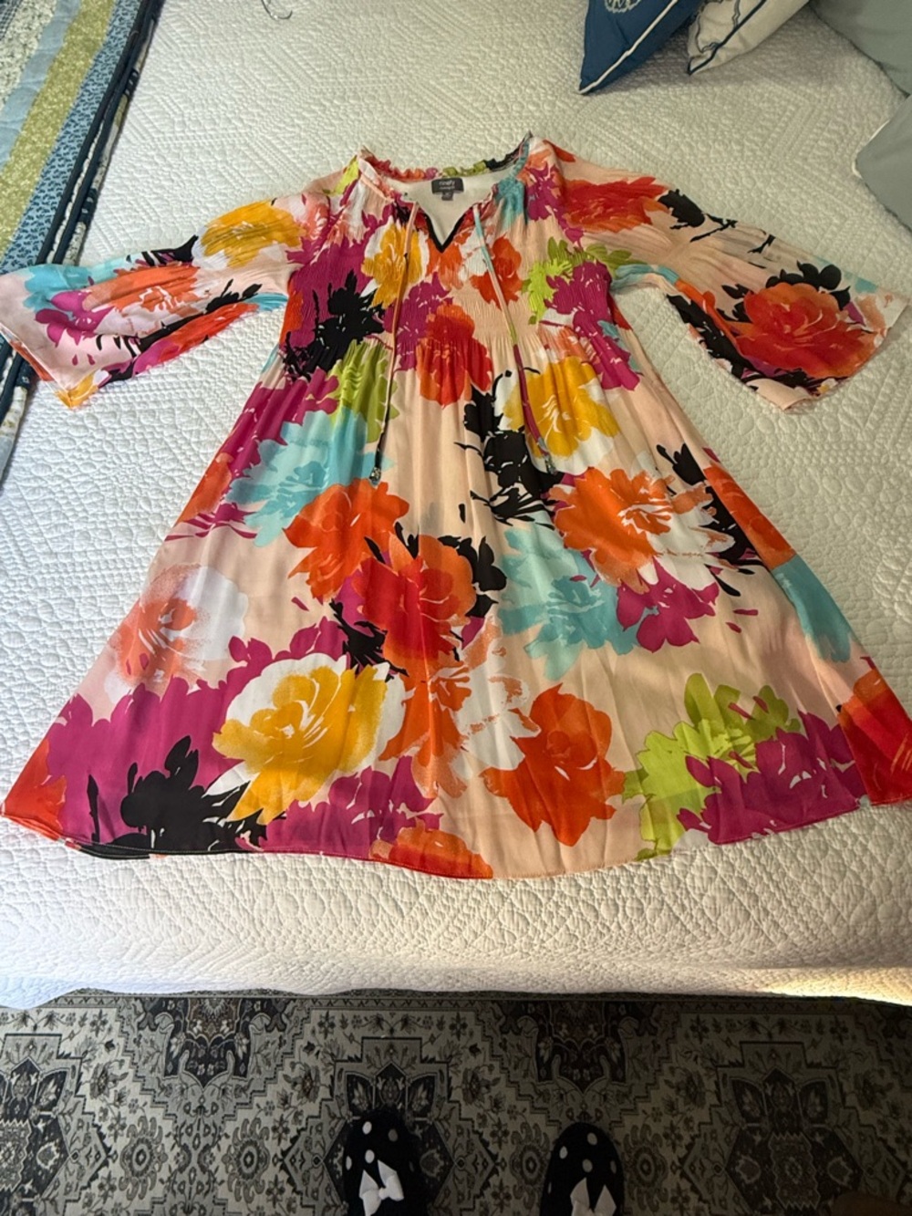 Women’s Floral Swing Dress with Bright Multicolor Blooms